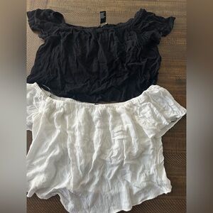 Forever 21 Black and White Off-Shoulder Blouses